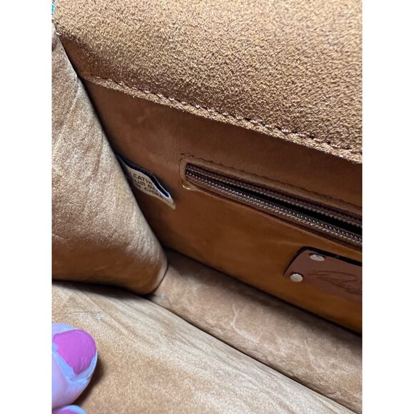 Patricia Nash Aqua Leather Rose Tooled Crossbody Bag With Chain Strap & Tassel - Picture 16 of 16